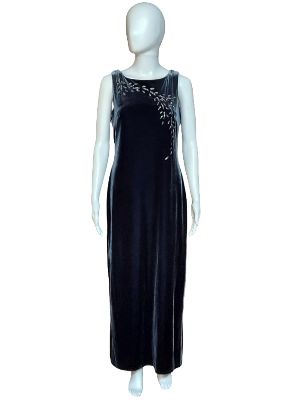 Vintage 90's Arianna By Rachel Kaye Velvet Glitter Leaf Maxi Dress